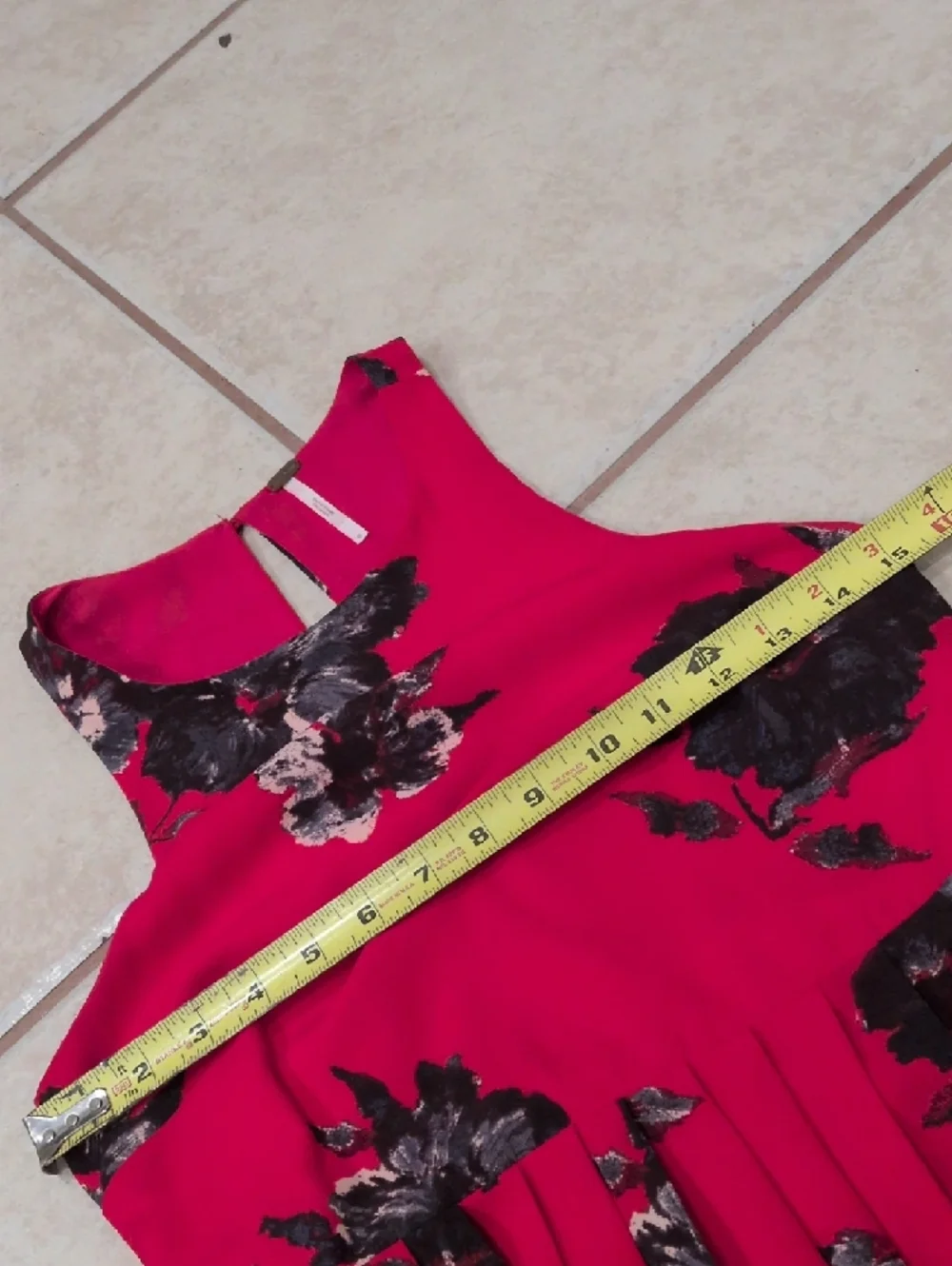 Free People Red Floral A-Line Mini Dress Size 0